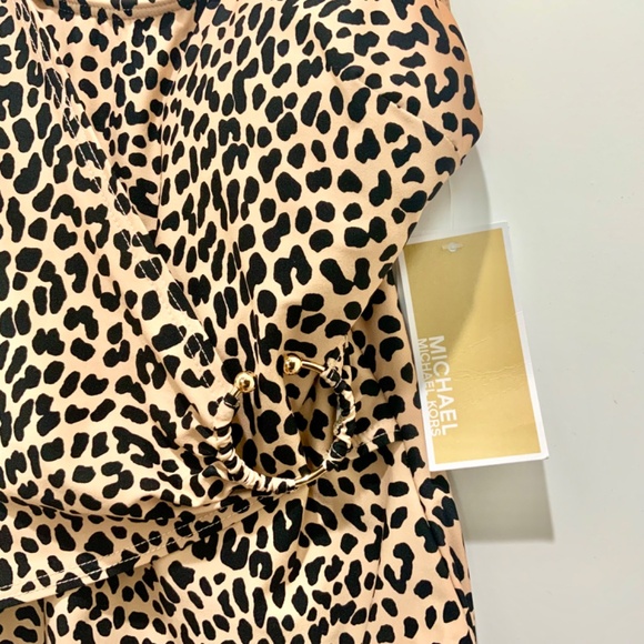 MICHAEL KORS SURPLICE ONE PIECE SWIMSUIT SPOTTED CHEETAH Leopard Swimwear sz 8 M - Picture 4 of 10